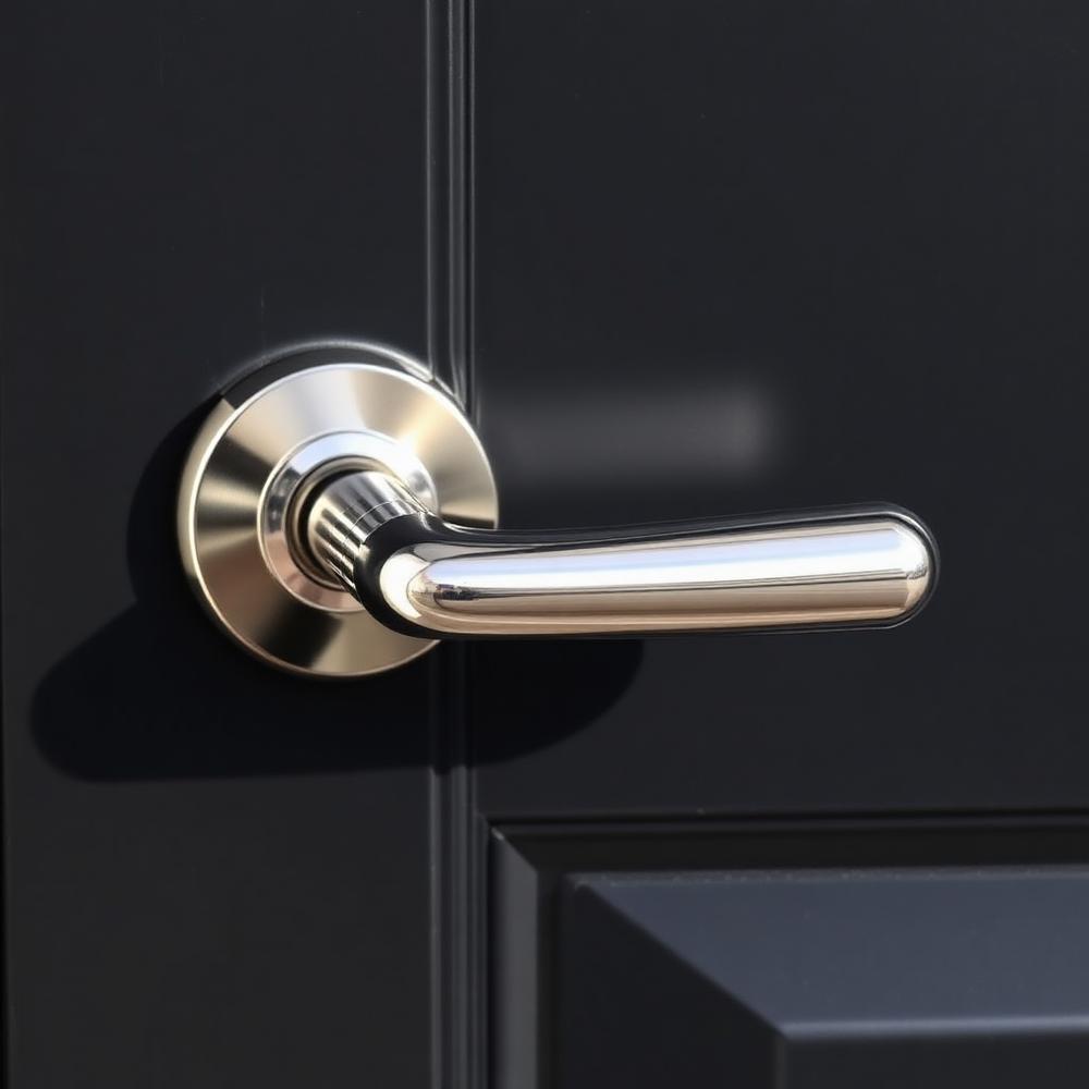 Composite door lever handle in a polished finish