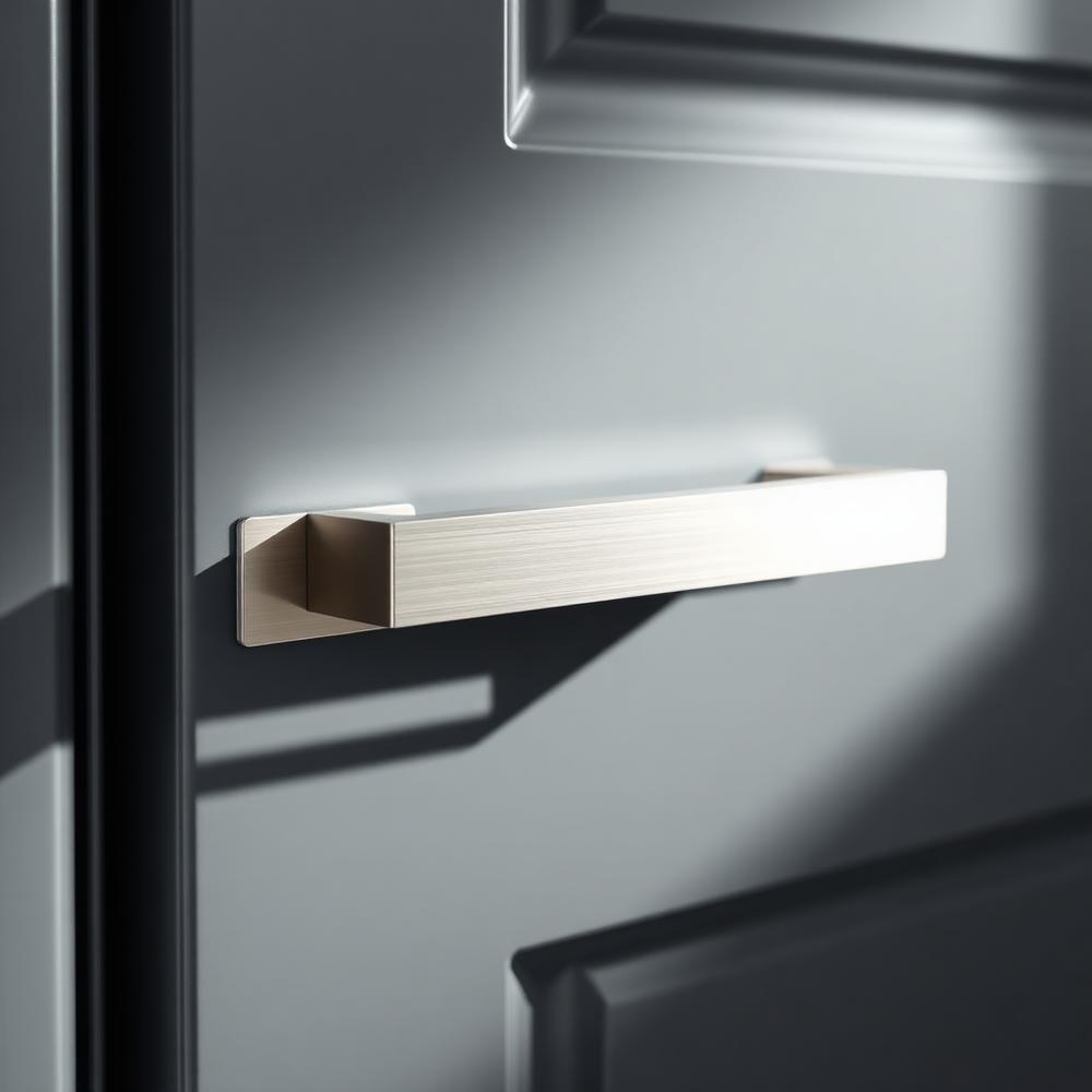 Composite door pull handle in a polished finish