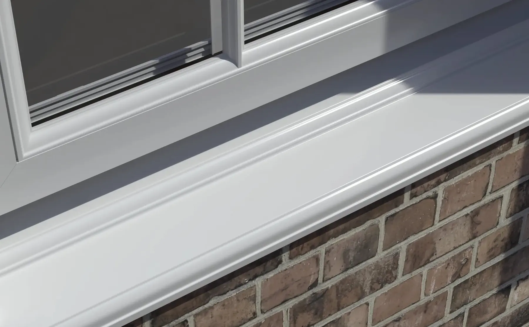 Close-up of the sash and cill on a white sliding sash window