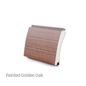 Painted Golden Oak insulated roller garage door slat sample