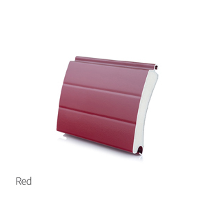 Red insulated roller garage door slat sample