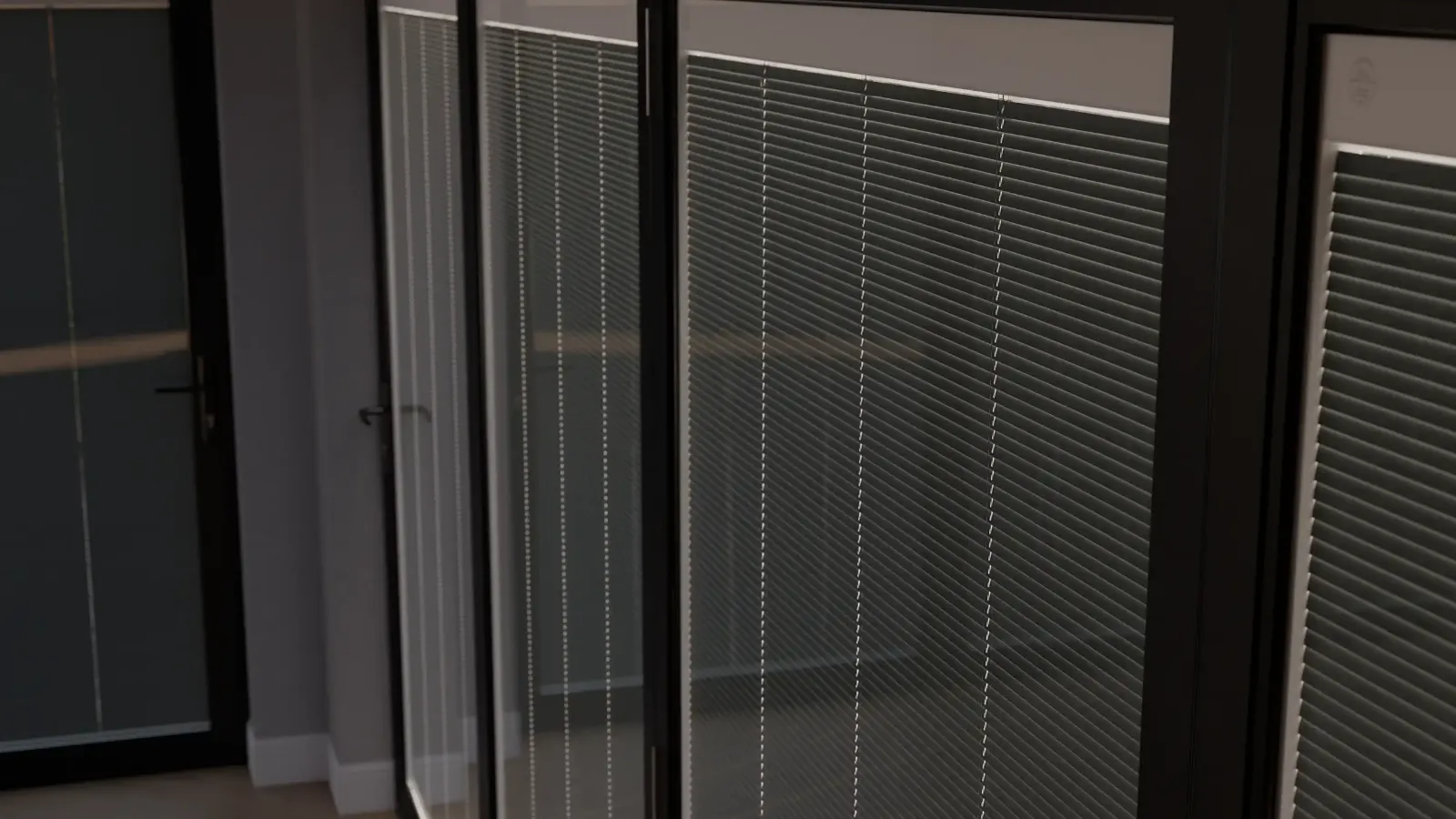 Style example: dual-colour venetian integral blinds lowered in bifold doors